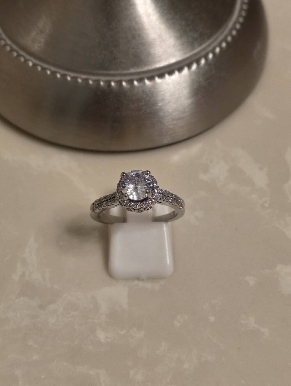 Silver and CZ Solitaire Ring Size 9